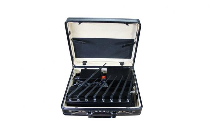 Brievenkoffer 8 banden 4G Mobiele telefoon signal jammer, WiFi GPS Jammer UHF VHF Jammer met afstandsbediening 0